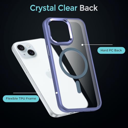 Image of DIZORO Compatible iPhone 15 Case,Compatible with MagSafe, Non Yellow Military-Grade Drop Protection & Hard PC Back Cover Slim Transparent Anti-Scratch Shockproof Phone Case (Official Blue)