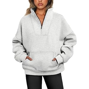 Trendy Queen Sweatshirts Quarter Half Zip Pullover Oversized Hoodies Sweaters Comfy Fall Outfits 2025 Y2K Winter Clothes