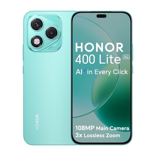 Honor 400 Lite 5G Smartphone 8 GB 256 GB, Cámara de 108 MP con Botón AI, Pantalla AMOLED Eye-Care de 6,7 Pulgadas y 120 Hz, Doble SIM NFC IP64, Android 15, Verde