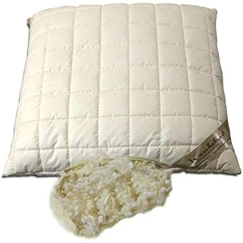 Merino Schafschurwolle Kopfkissen mit Zirbe Spänen in 80x80 cm Cover