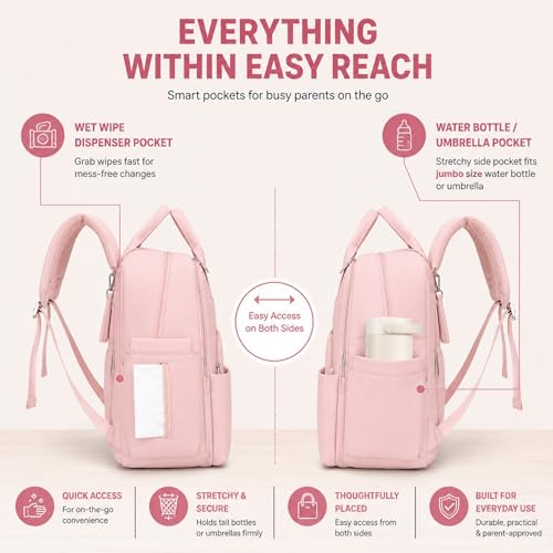 Image of Diaper Mommy Bags For Mothers for Travel - Hospital Baby Maternity Bag for Delivery Women - New Born Baby Essentials - Water-Resistant Fabric & Insulated Bottle Holders | 24 L, 15 Pockets