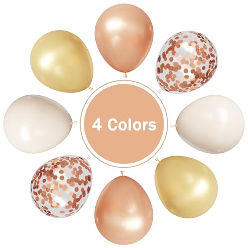 Image of Rose Gold Balloons 55 PCS Rose Gold and White Balloons 12inch Rose Gold Confetti Balloons for Engagement Bridal Shower Wedding Birthday Party Decorations