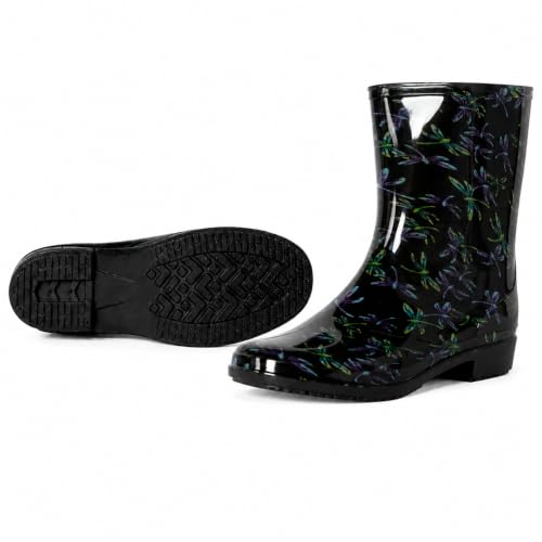 Image of A2Z Ladies Waterproof PVC Rain Boots Stylish Mid Calf Slip On Wellies