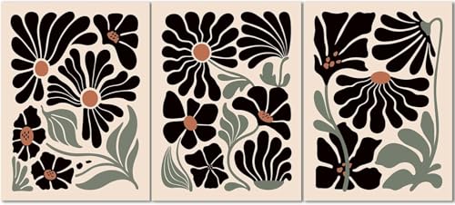 Triptyque toile fleur sauvage vintage pour insuffler une poésie bohème chez soi