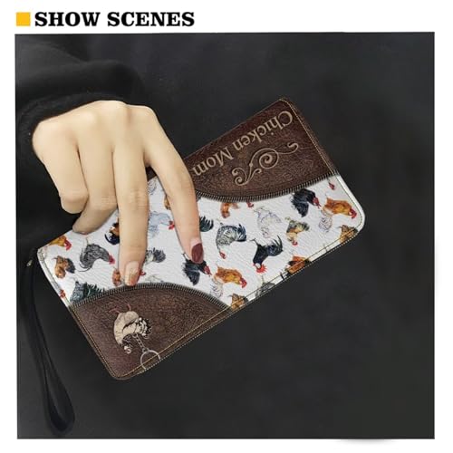 Image of Bulopur Personalized Wristlet Wallet for Women with Name Rifd Chicken Long Wallet PU Leather Clutch Purse Zipper Large Capacity Coin Cash Holder Customized Gifts for Mom Girlfriend