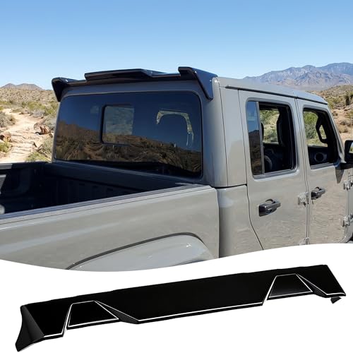 STSEV01 Rear Spoiler Cab Roof Wing Fit for Jeep Gladiator JT 2020-2026 Accessories Mojave/Overland/Rubicon/Sahara/Sport/Texas Trail/Willys 41 ABS Gloss Black Add-on Top Lip Truck Cabs Exterior