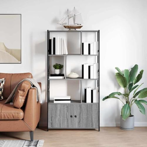 Mueble librería gris Sonoma de madera robusta y diseño italiano 3