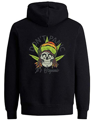 Sweat à Capuche Rasta Skull Don't Panic It's Organic Unisexe en Coton Noir