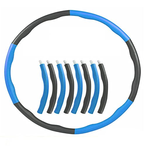 Cerceau Fitness Hula Hoop 73-95 cm Hula Hoop De Fitness, 8 Sections Cerceau De Fitness Amovible avec Mousse, Minceur Hula Hoop pour Adultes, Professionnel Portable Gym Exercice Hula Hoop 0,9kg, Bleu Cover