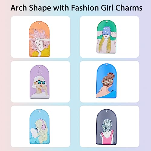 DICOSMETIC 36Pcs 6 Styles Half Oval with Woman Pattern Charms Flat Arch Shape Pendants 3D Printed Charms Modern Abstract Earring Charms Acrylic Pendants for Jewelry Making Craft Hole: 1.8mm - Image 3