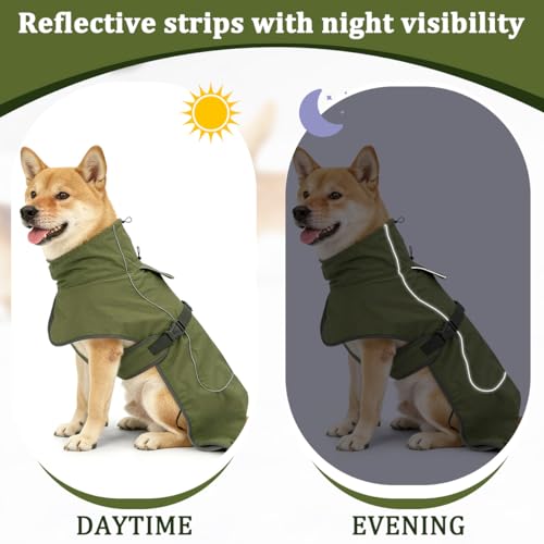 VGECEE Hundemantel Wasserdicht Winter Reflektierende Hundejacke Hundemantel Winter mit Verstellbarem Verschluss Reflektierende Jacke Hund Winterjacke aus Fleece, für Mittlere Hunde Regenmantel