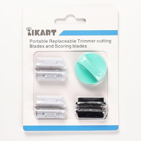 Likart 6-Pack Paper Cutter Replacement Blades for Paper Trimmer, Replacement Blades for Paper Cutter/Roll Holder/Paper Cutter,4 Cutting Blades & 2 Scoring Blades with a Holder,Light Green Cover