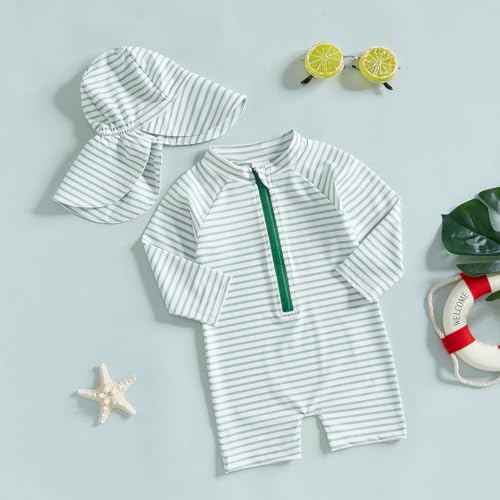 Baby Boys Swimsuit Onepiece Striped Zipper Swimwear Baby Toddler Girls Bathing Suit Rash Guard Swimming Sunsuit3