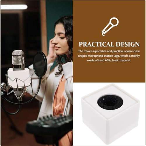Image of GIFTMAX Mic Logo Station - Self-Adjusting Mic Flag for Wireless Microphones, Portable ABS Injection Identifier for Interviews & News Reporting (Squre)
