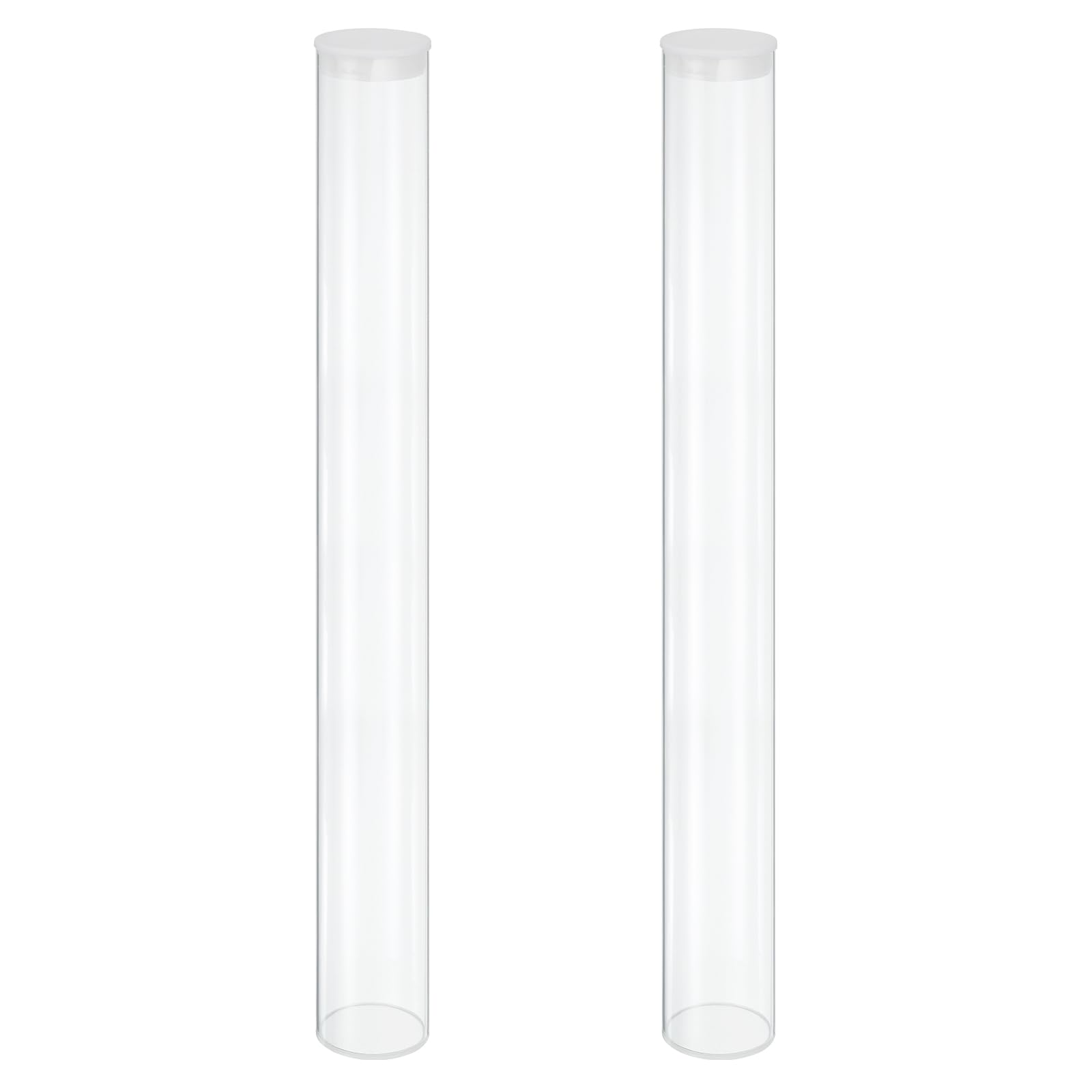 MECCANIXITY Transparent Plastic Storage Tubes, 2 1/2" x 20"(63x500mm) Polycarbonate Clear Rigid Round Storage Tubing with Black Lid, 2 Set