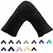 TAOSON 100% Cotton 300 Thread Count Soild Envelope Style V Shaped/Tri/Boomerang Standard Pillow Case Cushion Cover Only Cover No Insert (Black)
