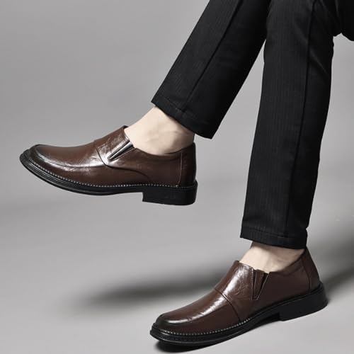 Men's Formal Oxford Loafers Shoes Party Casual Uniform Waterproof Leather Slip On Breathable Non Slip Block Heel Anti-Slip Prom2