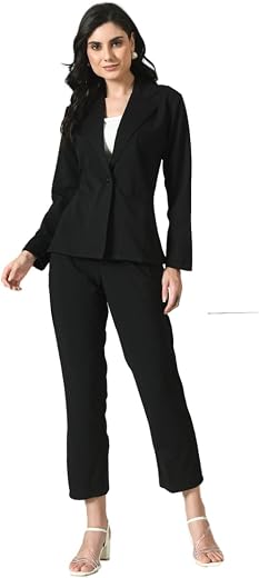 Women’s Coat Pants for Casual and Formal Wear | Cotton Blend Blazer, Pants and Canny Three-Piece Set