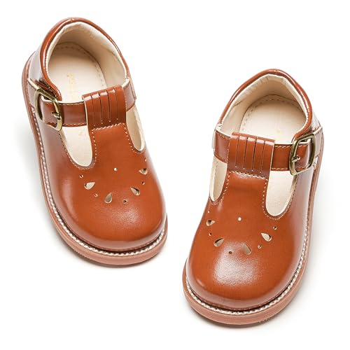 Image of PHIRAMIN Toddler Girl Mary Jane Student Oxford Shoes-Little Girl School Uniform Shoes for Wedding Party