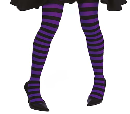 FIESTAS GUIRCA | Calças roxas com riscas pretas para mulher (tamanho único) - meias de fantasia de bruxa para Halloween e festas de disfarces - acessório ideal para cosplay - roxo e preto