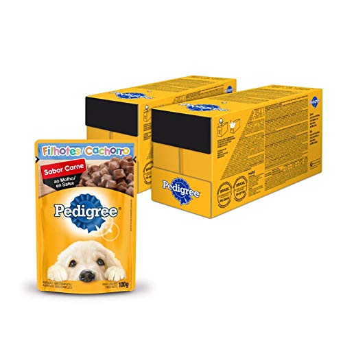 Kit Ração Úmida Pedigree Sachê Carne ao Molho para Cães Filhotes 36x100g