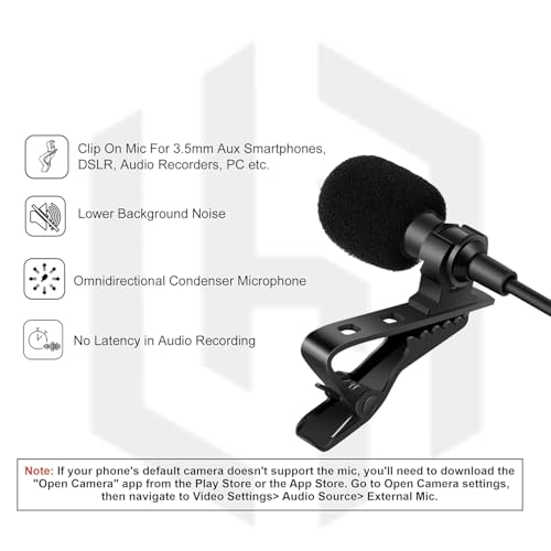 Humble 1.5m Clip-On Lapel Microphone 3.5mm - Image 3