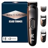 King C. Gillette Kit de Recortadora de Barba Inalámbrica para Hombre con Hojas Siempre Afiladas Y 3 Peines Intercambiables, Máquinilla de Afeitar