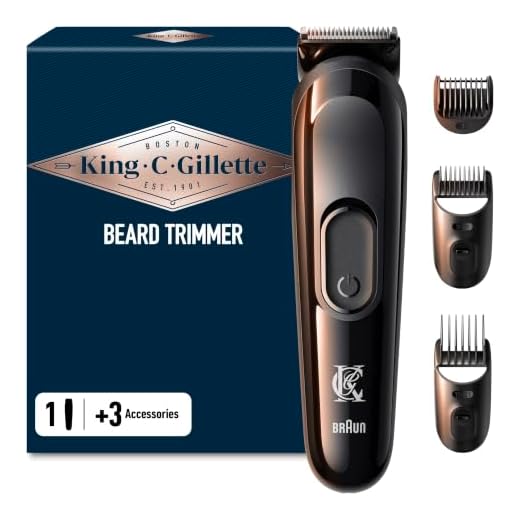 King C. Gillette Kit De Recortadora De Barba Inalámbrica Para Hombre Con Hojas Siempre Afiladas Y 3 Peines Intercambiables, Máquinilla de afeitar