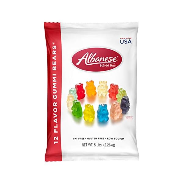 Albanese World's Best 12 Flavor Gummi Bears, 5lbs of Candy Gourmetian