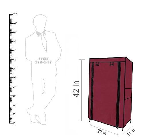 Image of Multi Utility 6 Layer Shelf Collapsible Metal Pipes with Non-Woven 100GSM Fabric Cover for Shoe /Cloth /Toy /Books Rack (Maroon, Metal)