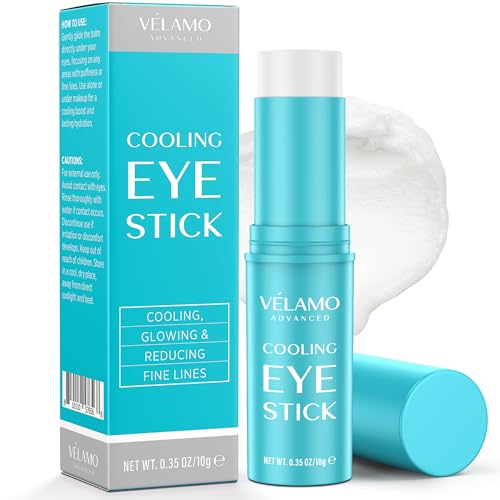 VELAMO ADVANCED Cooling Eye Balm Stick with Caffeine: Under Eye Cream for Dark Circles Puffiness Eye Bags - Instantly Cooling, Hydrating & Brightening - Portable & Perfect for On-the-go Use 10g