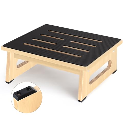 Image of Step Stool, Bed Steps for High Beds for Adults with Non-Slip Rubber Stepping Surface and Handles, 450 LBS Capacity for Bedroom Kitchen Bathroom, or Bedside, Senior Support(Natural)