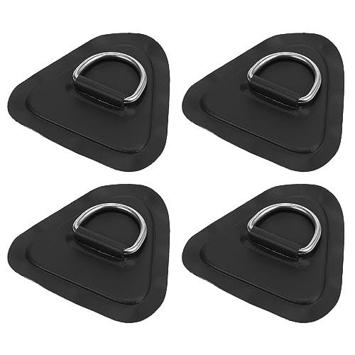X AUTOHAUX 4pcs D Ring Patch PVC Stainless Steel Triangle Shape D Ring Pad for Inflatable Boat Kayak Canoe Deck Black
