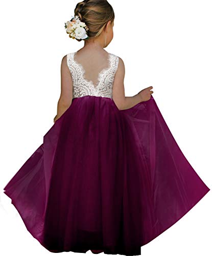 Image of Topmaker Flower Girl Dress for Toddler Baby Girls,Lace Tulle Dress for Wedding,Birthday Party,Photoshoot,Special Occasion