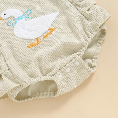 Newborn Western Clothes Goose/Duck Print Romper Ruffle Sleeveless Bodysuit with Headband Baby Farm Outfit4