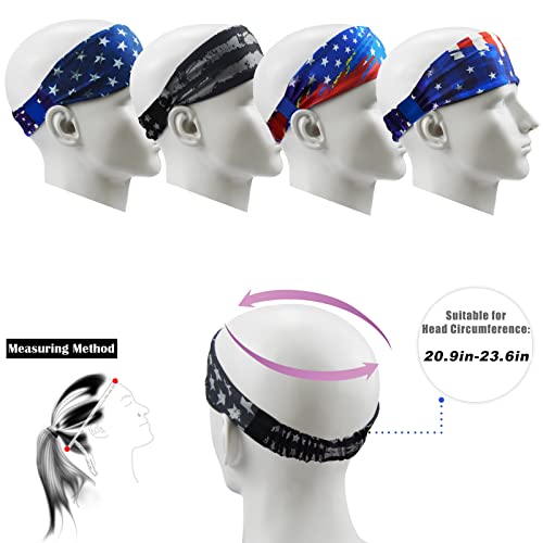 Obacle Headbands for Men Women Sweat Bands Non Slip Breatheable Durable Head Band Outdoor Sports Yoga Gym Running, 4 Pack