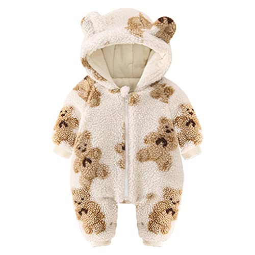 Image of XIFAMNIY Baby Newborn Jumpsuit Footie Hooded Thicken Winter Bunting Outwear Snowsuit Pajamas for Girls Boys…