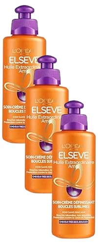 L’Oréal Paris Elseve Soin-Crème Définissant Boucles Huile Extraordinaire 200 ml (Lot de 3)