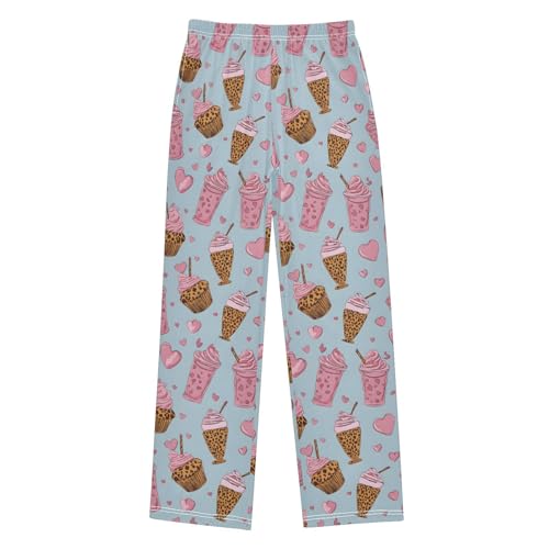 ALAZA Leopard Ice Cream Love Heart Pajama Lounge Pants Long Sleep Pajama Bottoms with Pockets