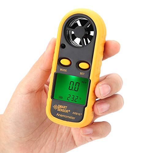 Digitales Anemometer, SMART SENSOR AR816 + LCD Anemometer Hand Windgeschwindigkeitsmesser Messgerät Luftströmungsgeschwindigkeits Geschwindigkeitstester Thermometer -10 ° C ~ 45 ° C