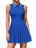 Attraco Womens Golf Dress With Shorts And Pockets Athletic Dresses Pleated Tennis Outfits Blue L