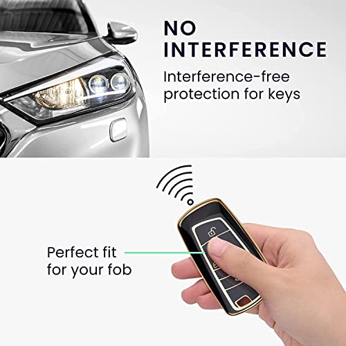 Image of Keyzone TPU car Key Cover Compatible for BMW X4, X3, 5 Series, 6 Series, 3 Series, 7 Series 4 Button smart Key (Type1) (Gold Black)