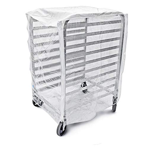 Bakery Food Pan Sheet Rack Cover – Heavy Duty PVC Vinyl Zippered Bun Pan Rack Cover – Long-lasting Use Durable Covers with 3 Zippers – Made in USA (Transparent, 23"W x 28"L x 33"H)