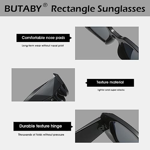 BUTABY Trendy Rectangle Sunglasses for Women Men Retro Sun Glasses Vintage Fashion Square Frame3