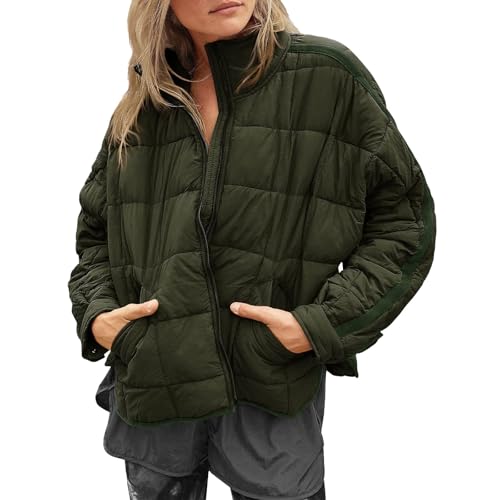 Veste d'hiver courte matelassée femme doudoune légère chaude zippée à poches