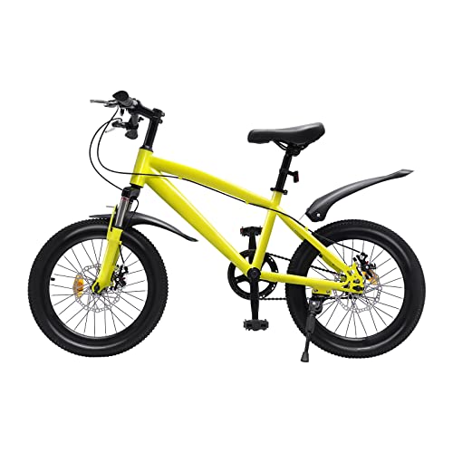 Donened Mountain bike da 18 pollici, per bambini, bicicletta con parafango e riflettori, per ragazze e ragazzi, mountain bike, per bambini, sistema di freno a disco doppio (giallo)