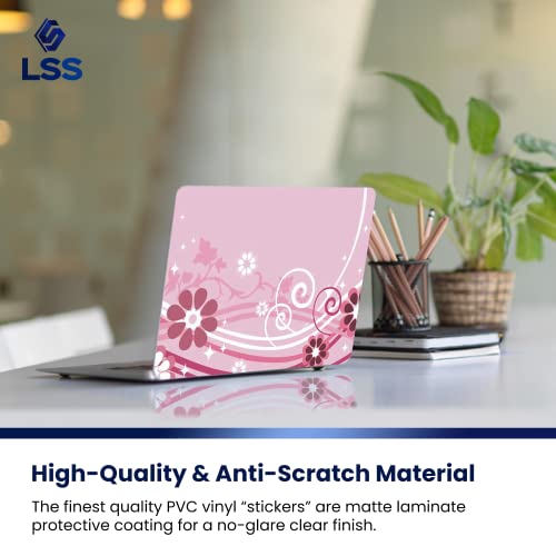 Image of LSS Laptop 17-17.3 inch Skin with Colorful Pink Floral Pattern for HP Dell Lenovo Apple Asus Acer Compaq - Fits 16.5 inch 17 inch 17.3 inch 18.4 inch 19 inch (2 Wrist Pads Free)