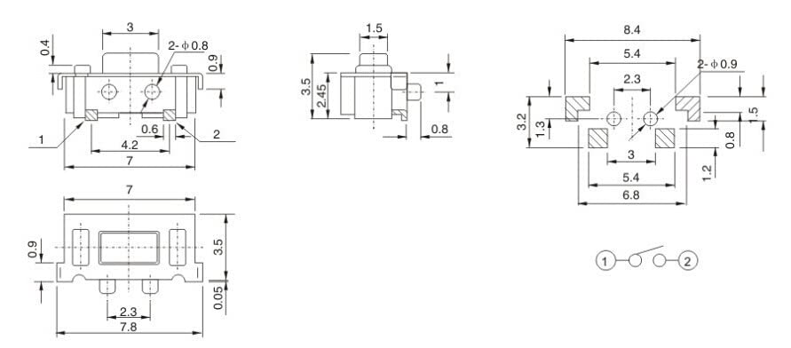 Interruptor táctil de respuesta precisa botón micro SMT 3x6x3.5mm para PCB 2
