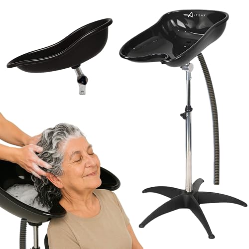 Altéax Bac a Shampoing Domicile Oval, Réglable en Hauteur et Inclinaison – Bac Coiffure Domicile Portable Fabriqué Avec des Matériaux de Qualité et un Design...