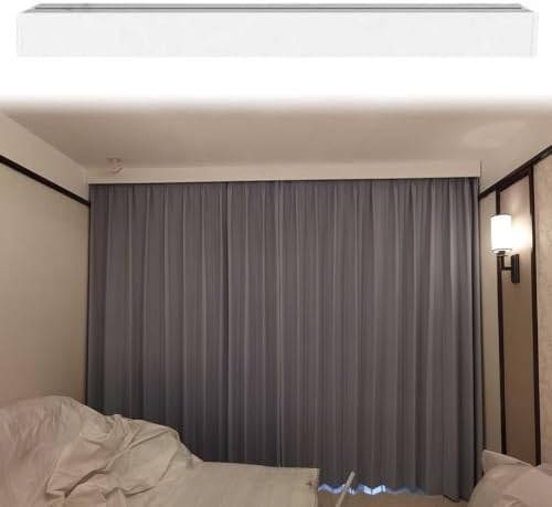 Indoor Adjustable Curtain Rods for Bedroom, White Ceiling-Mount Room Divider Tracks, 1-7m Length (140cm/4.6ft), Stylish Pelmet Cover for Home Décor